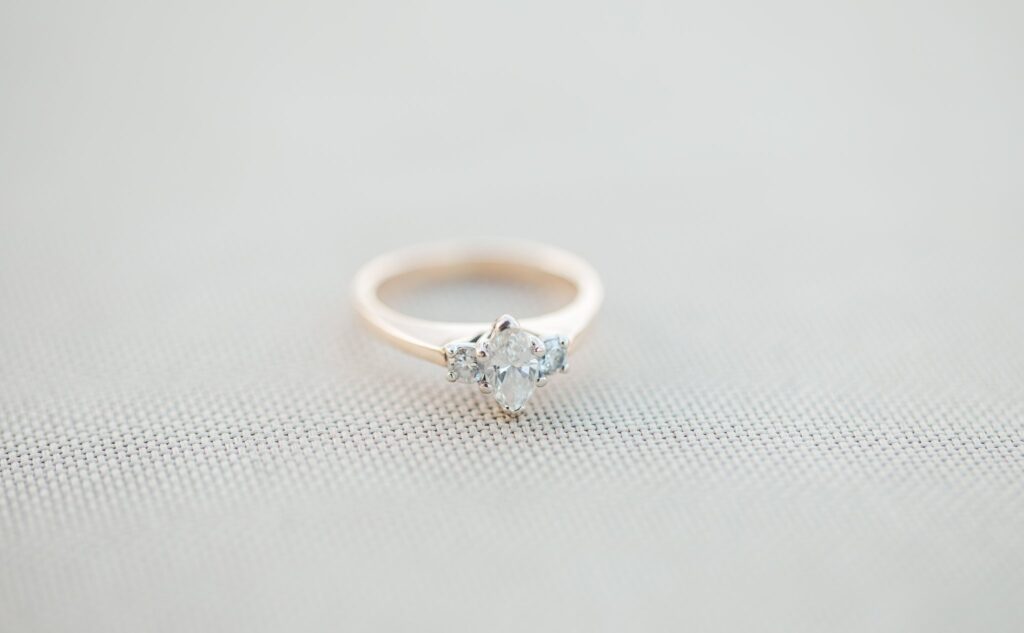 engagement ring on white background