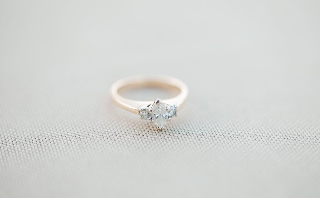 engagement ring on white background