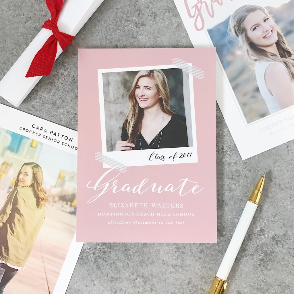 pink personalized graduation invitation from basic invites 