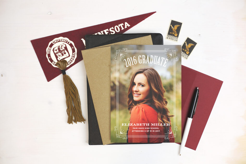 bold, red graduation invitations for high school and college seniors