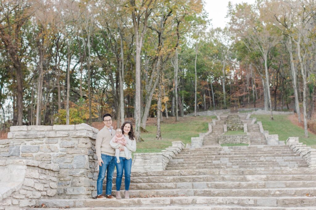 Family exploring Percy Warner Steps in Nashville, TN