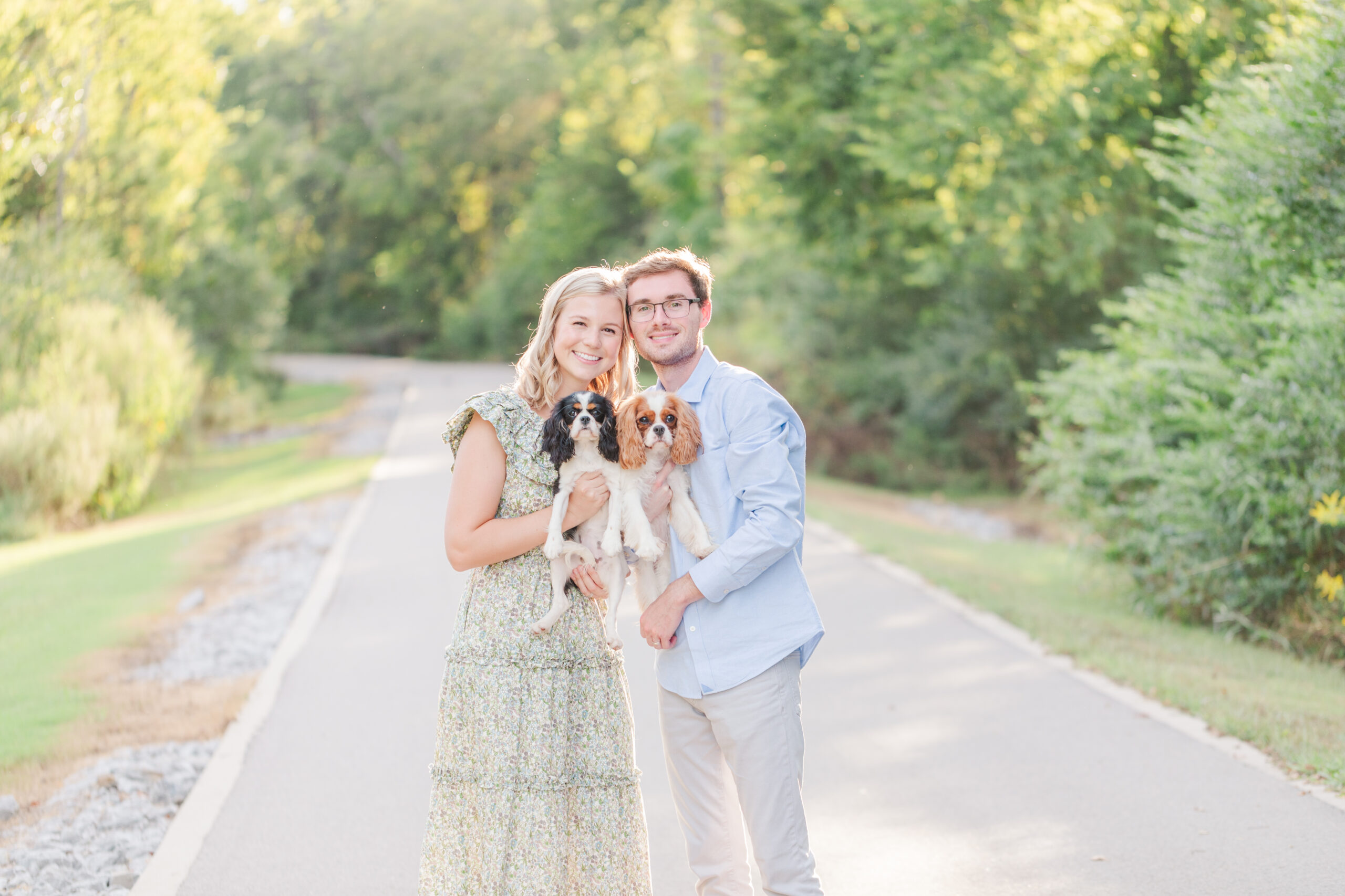 Sarah and Parker at their Murfreesboro Greenway Family Session with their two cute doggies!