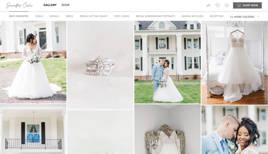 Photo of an online gallery, wedding photography day