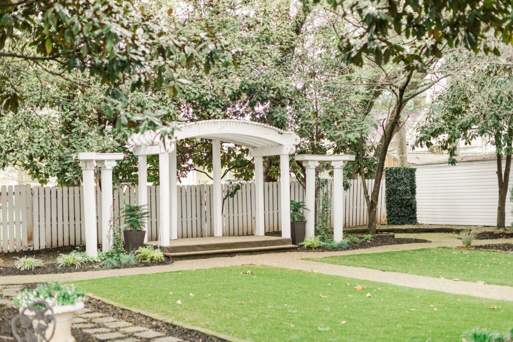 The ceremony site, otherwise known as the Wedding Garden at Carriage Lane Inn