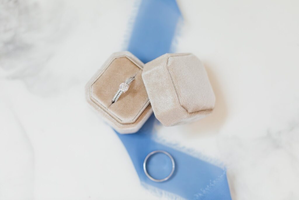 Ring detail photo at a wedding photographed by Jennifer Cooke Photography