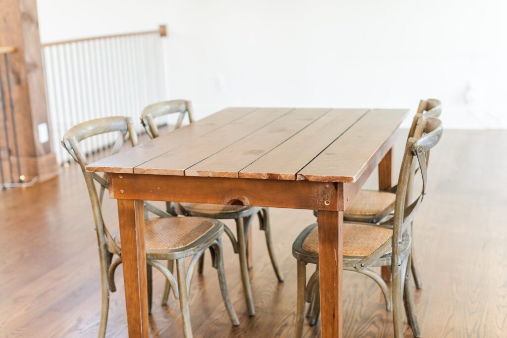 Wooden table in balcony