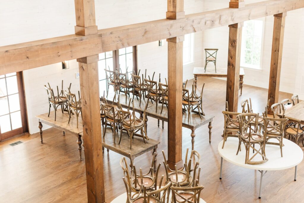 Chairs and tables inside Birchwood