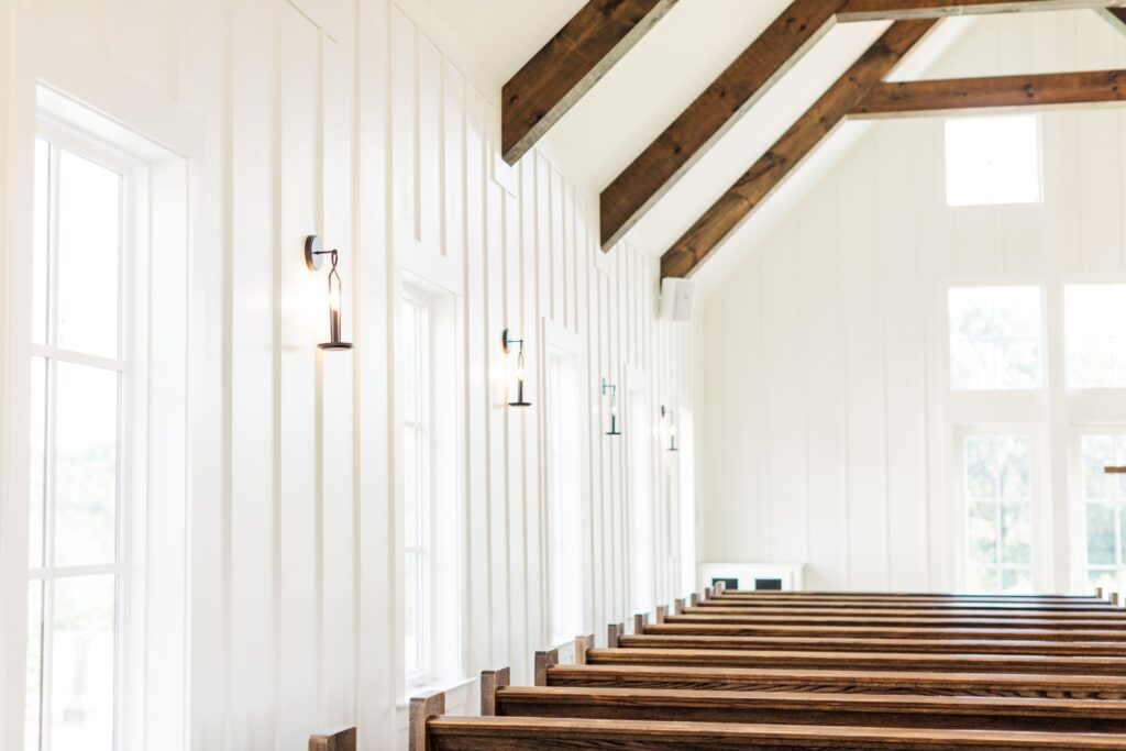 The interior walls of the Chapel at the Venue at Birchwood