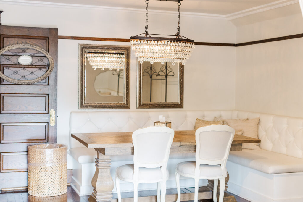 table and chairs in bridal suite