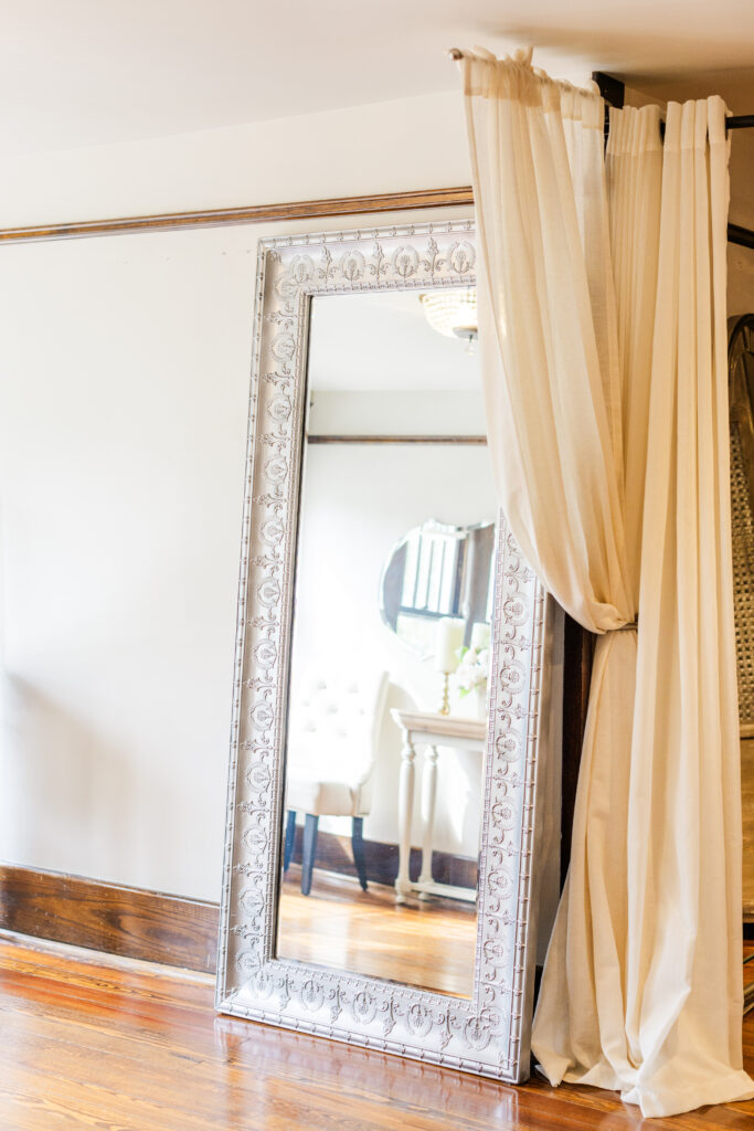 full length mirror in bridal suite